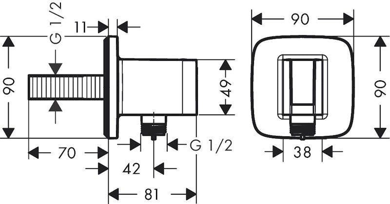 Seinäliitin Hansgrohe 26887000 Fixfit Q Kromi [6550194]