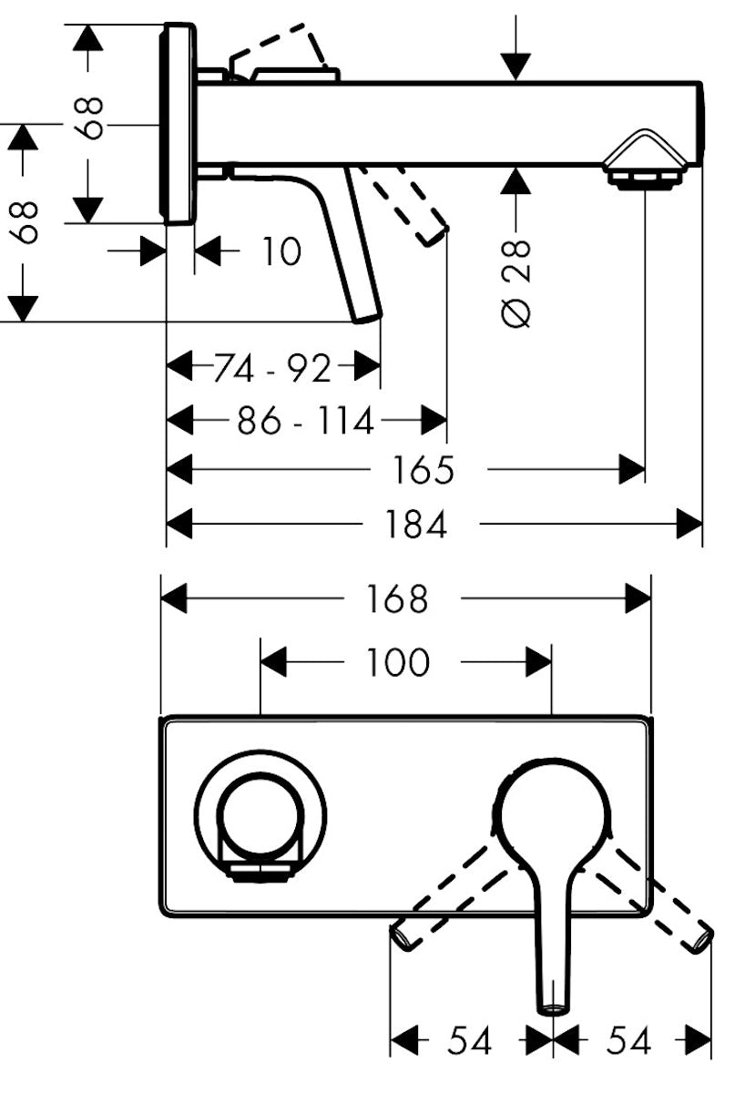 Piiloasennushana Hansgrohe 72110000 Talis S Pesuallas 165 [6150421]