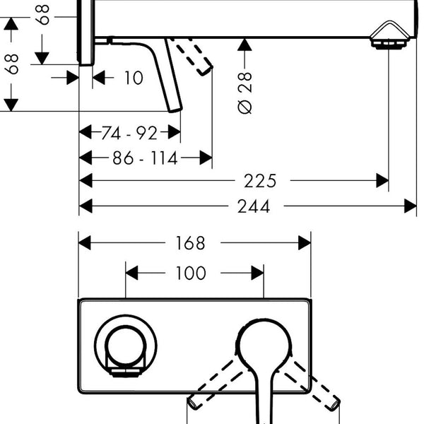 Piiloasennushana Hansgrohe 72111000 Talis S Pesuallas 225 [6150422]
