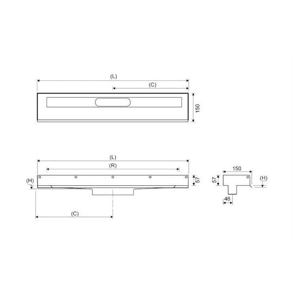 Lattiakaivokaluste Unidrain 1001, 3 seinäkiinnikettä 700mm [3307647] |