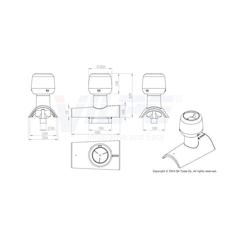 Harjatuuletin Vilpe Flow tiili 733939 Tiilenpunainen 7820557
