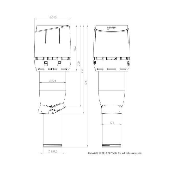 Poistoputki Vilpe P-sarja 160 XL eristetty Flow tiilenpunainen 350119 7820354