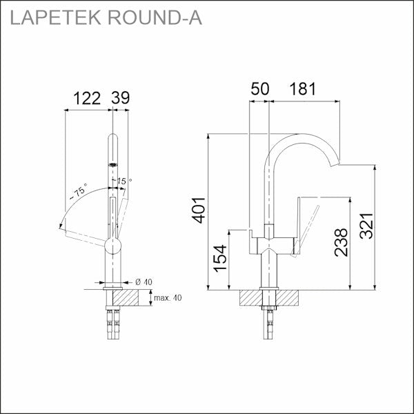 Keittiöhana Apk 21209A Round - A Antrasiitti [6285289] |