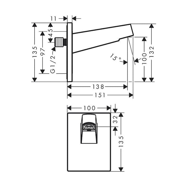 Piiloas,Seinäliitin Hg 24149000 Pulsify 260 Kromi [6550086]