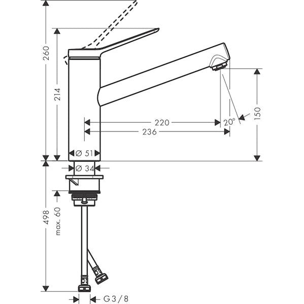 Keittiöhana Hansgrohe 74802800 Zesis M33 150 1J Stee [6250478]