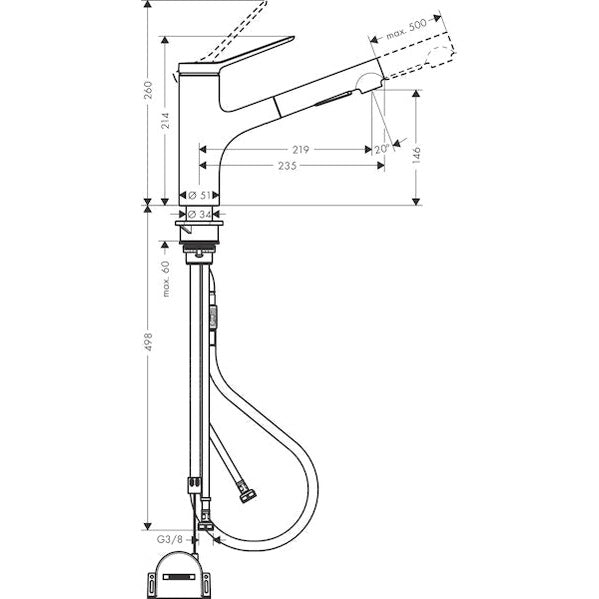 Keittiöhana Hansgrohe 74803800 Zesis M33 150 2J Stee [6250481]