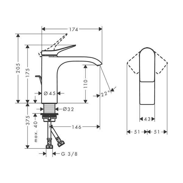 Pesuallashana Hansgrohe 75020000 Vivenis 110 VPV kromi [6150889] |