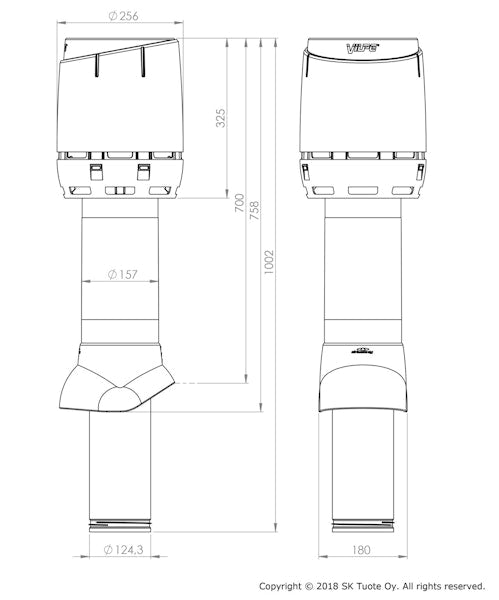 Poistoputki Vilpe 125P/IS/700 Flow musta [7820265]