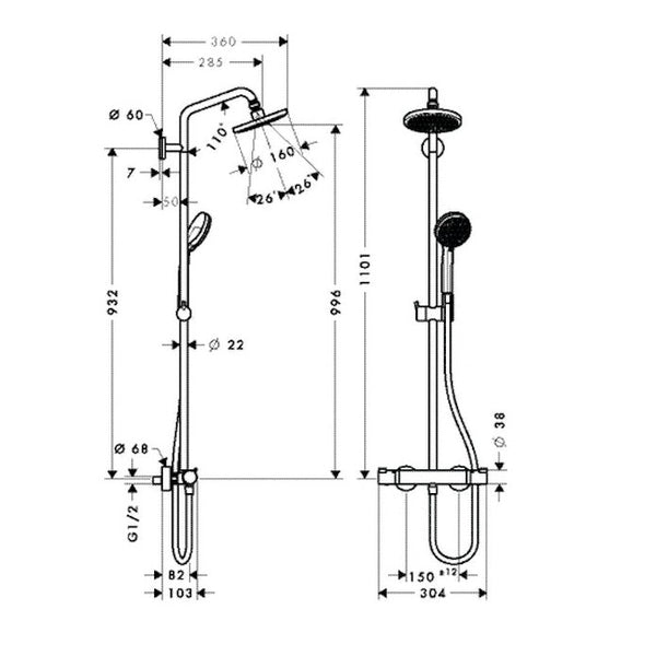 Yläsuihku Hansgrohe 27493 Raindance Air Wall300Mm [6559318] |
