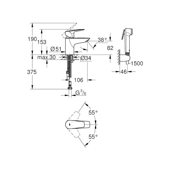 Pesuallashana Bidé Grohe 23757001 Bauedge 6125151