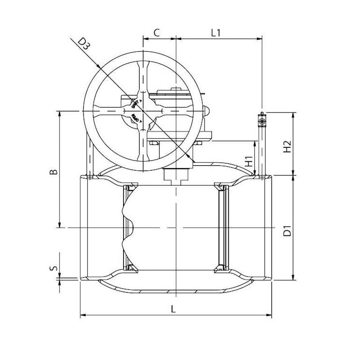 Linjasäätöventtiili Teräs Dn200 Pn25 Hits Vexve 4018343