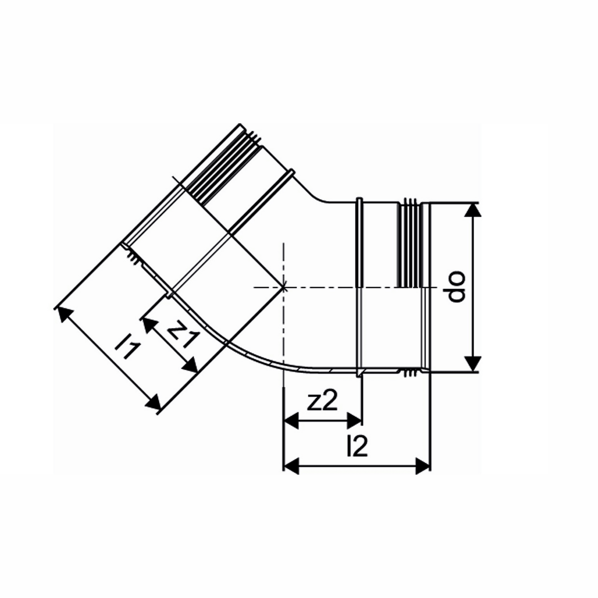 Kulmayhde Muovia Uponor 125X45 (Käyrä) [8273030] |
