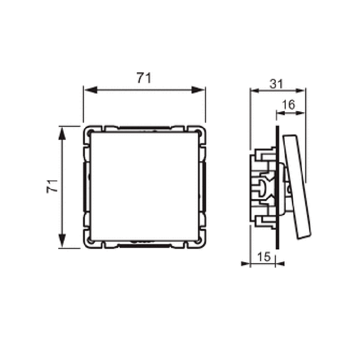 Kytkin Impressivo 6/16Ax/250V/Ip21 Ukj 2X Mval [2166406] |