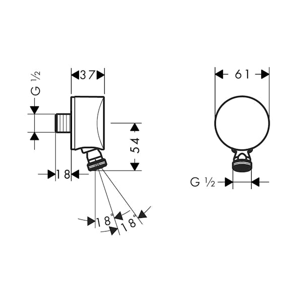 Seinäliitin Hansgrohe 27506000 Fix Fit [6559395]