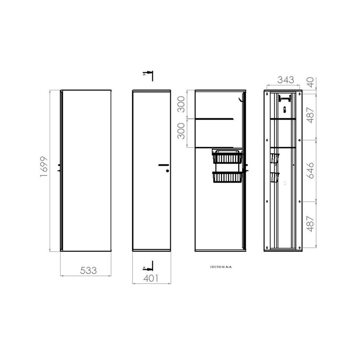 Siivouskaappi V61012 Polaria SIK 400/S530 SA vasen V61012 [6045146] |