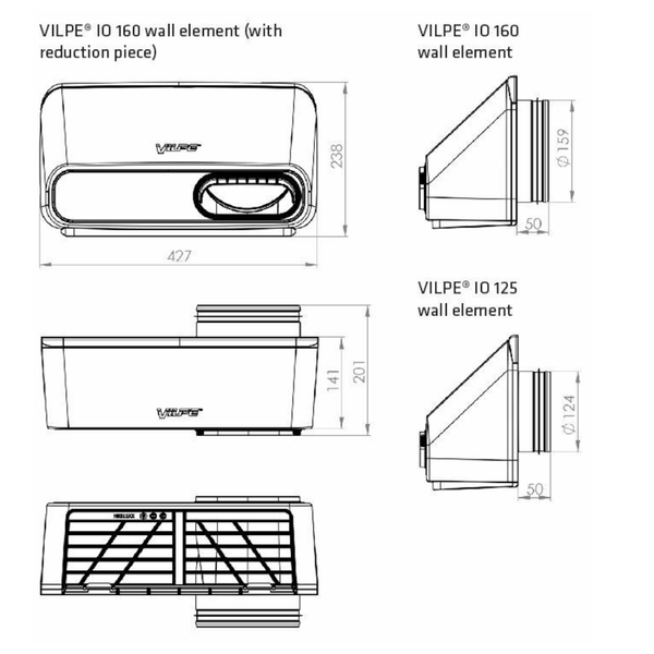 Wall Blowing Element Vilpe 370009 Io 125 Brick [7820578]