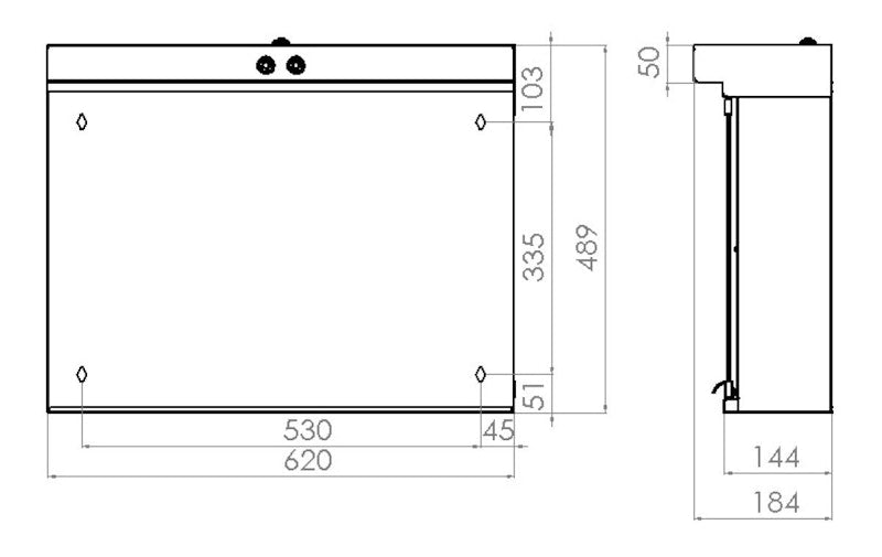 Peilikaappi V2020244 Polaria LED VPK 060 oikea VVS [6045463]