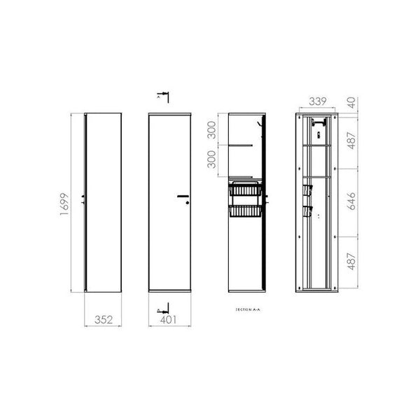 Siivouskaappi Sik 400 Sa Vasen 400X1700X350 [6046083] |