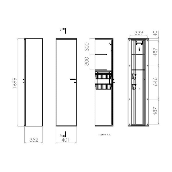 Siivouskaappi V61002 Polaria SIK 400 vasen 400X1700X350 [6046079]