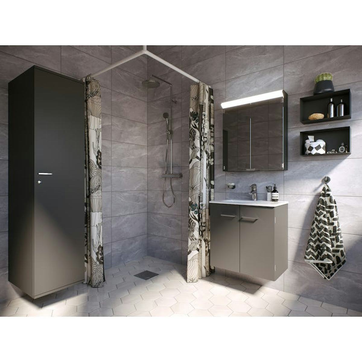 Peilikaappi V21585 Polaria LED Lumena 800 vasen VVS harmaa [6045326] |