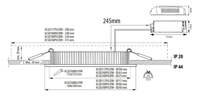 Alasvalo Velox-Paneeli Alsd180Pp Ip20 11W 830/840 Va [4103436]
