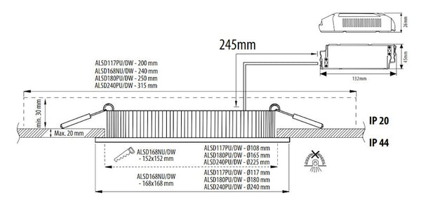 Alasvalo Velox-Paneeli Alsd180Pp Ip20 11W 830/840 Va [4103436]