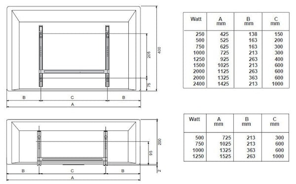 Lämmitin Nobö Front Nfk4N 05 500W Ip24 40X53Cm [8130845] |