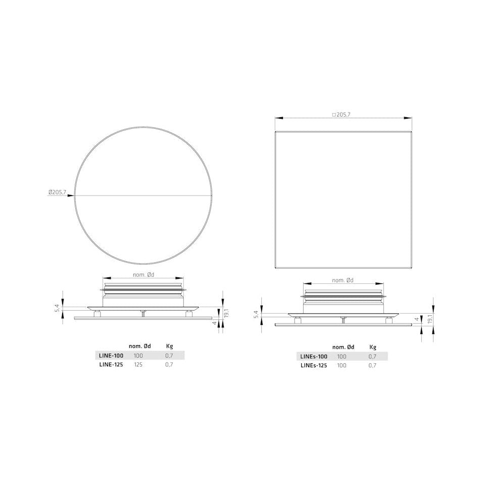 Climecon Tulo - Ja Poistoventtiili Lines 125 (Square) [8735110] |