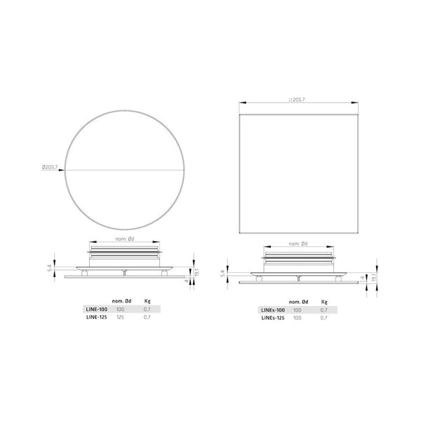 Climecon Tulo - Ja Poistoventtiili Lines 125 (Square) [8735110] |