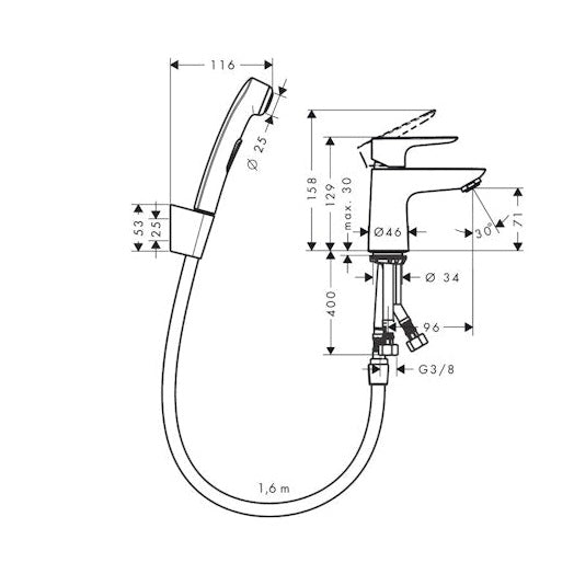 Pesuallashana Hansgrohe Talis E 80 Bidette Push - Open 71729000 [6150410] |