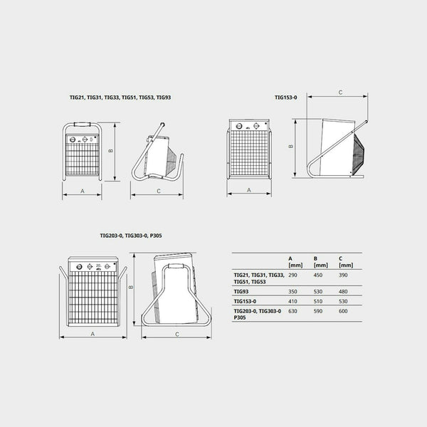 Lämpöpuhallin Tiger Frico Tig31 3Kw Ip44 P 450X290 [8103558] |