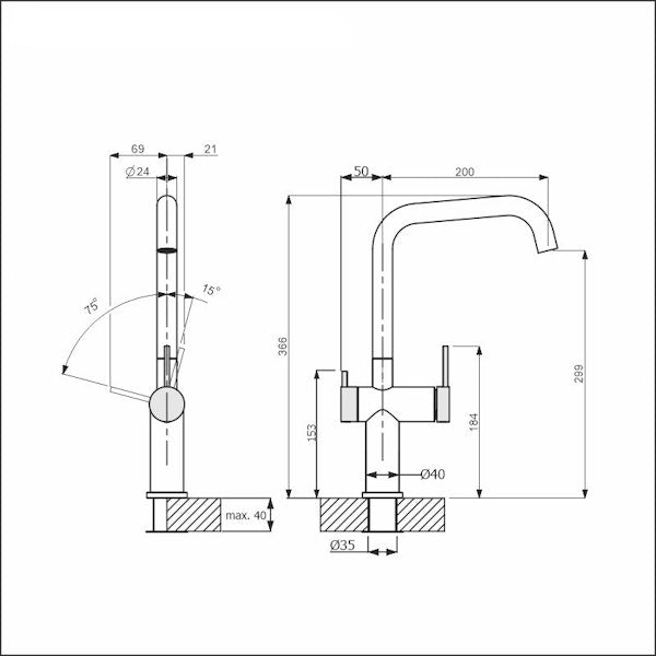 Keittiöhana Apk 21852A Linopin - A Musta/Mess [6285811] | lvitarvikkeet.fi