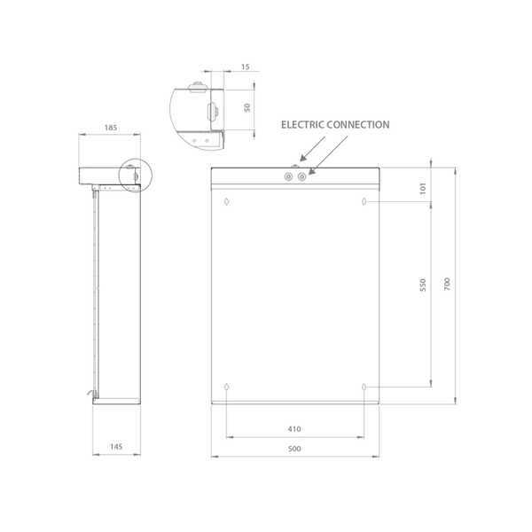 Peilikaappi Led Valaisimella Vpk 500 Led-Valoputki Ipr 6045469