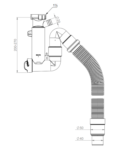 Keittiövesilukko Prevex Smartloc 1-osainen mutteri 41A03001 [5974899]