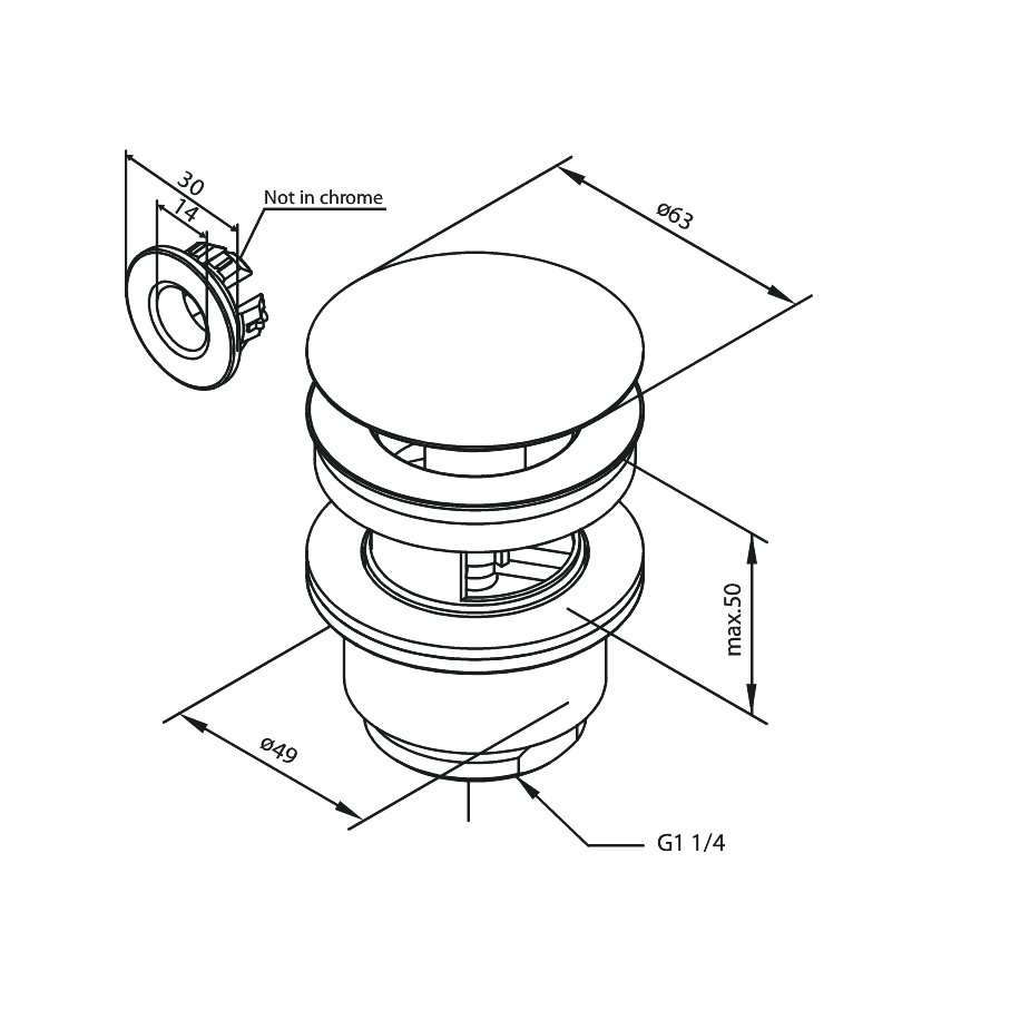 Damixa Pohjaventtiili, Ylivuotoaukolla Harjattu Grafiitinharmaa 238505500 [6561254] |