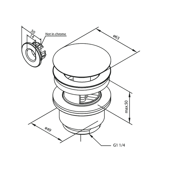 Damixa Pohjaventtiili, Ylivuotoaukolla Harjattu Grafiitinharmaa 238505500 [6561254] |