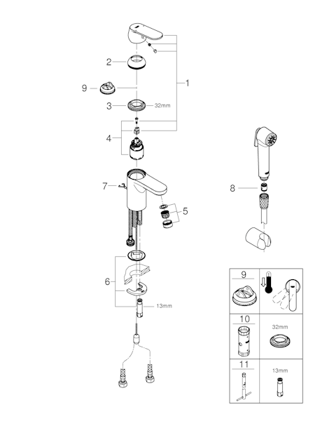 Pesuallashana Grohe Eurosmart Cosmo 23951000 bide [6125143]