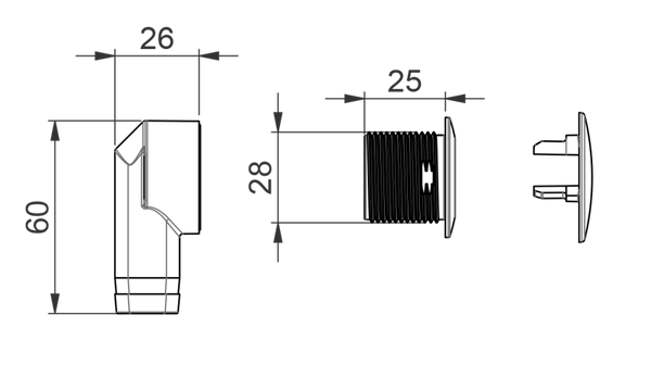 Prevex ylivuoto kromi sihti 25 MM kierre 13507 [6502692]