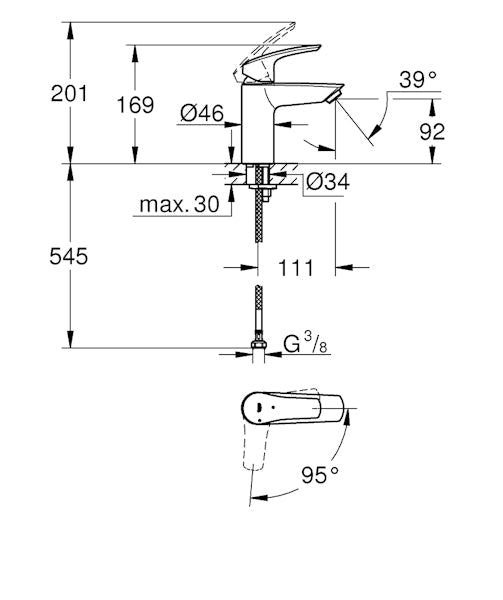 Pesuallashana Grohe 23974003 Eurosmart [6125160]