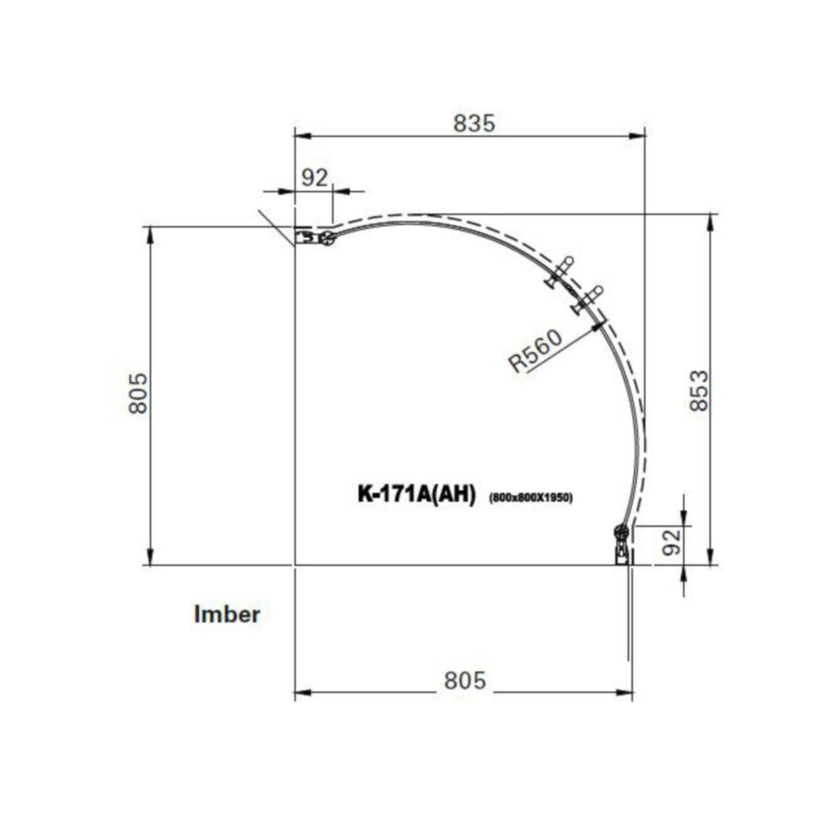 Suihkunurkka kaareva Imber a-collection 80X80CM 2XSEINÄ 5857400