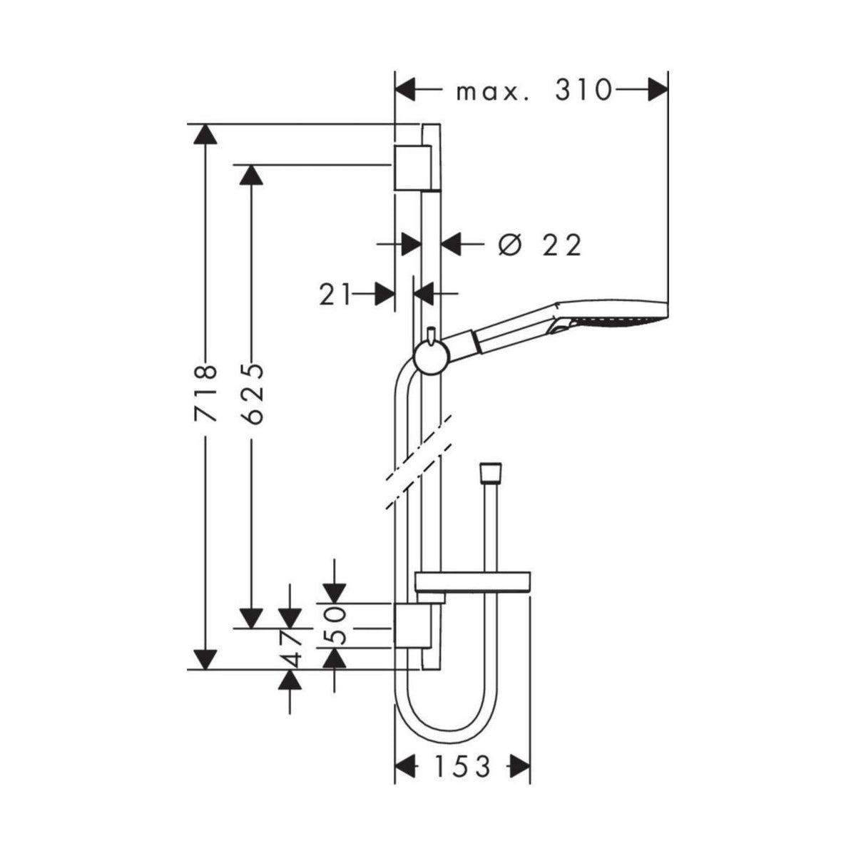 Suihkusetti Hansgrohe Raindance Select S 120 3jet PowderRain, Puro 650 mm, kromi 27654000 [6559849] |