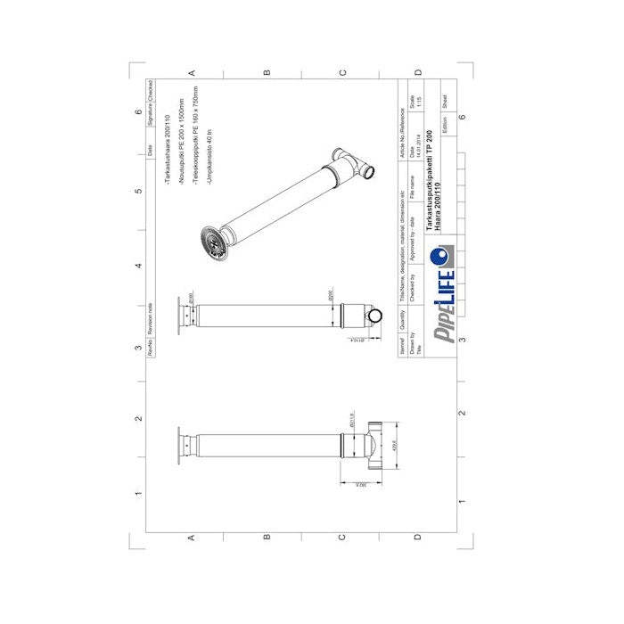 Tarkastusputkipaketti Pipelife 200x110 40tn 2610210
