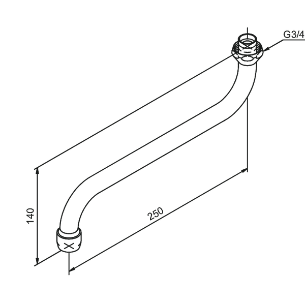 Damixa Kääntyvä Juoksuputki Kromattu 250 Mm 300940000 [6531578] |