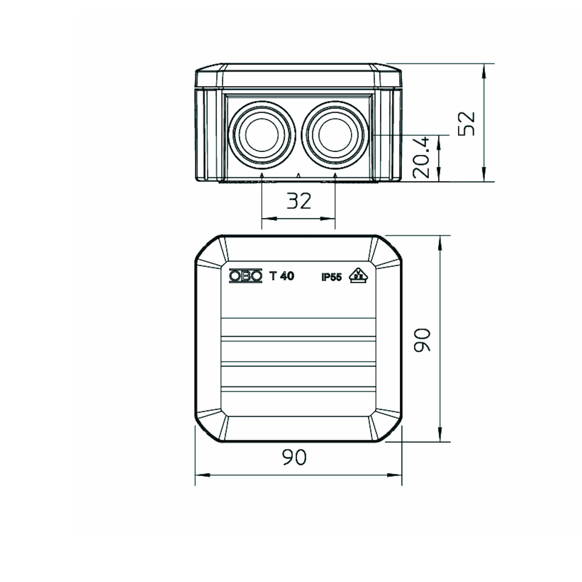 Jakorasia Obo T40 90X90X52Mm Ip55 Valk [1627160] |