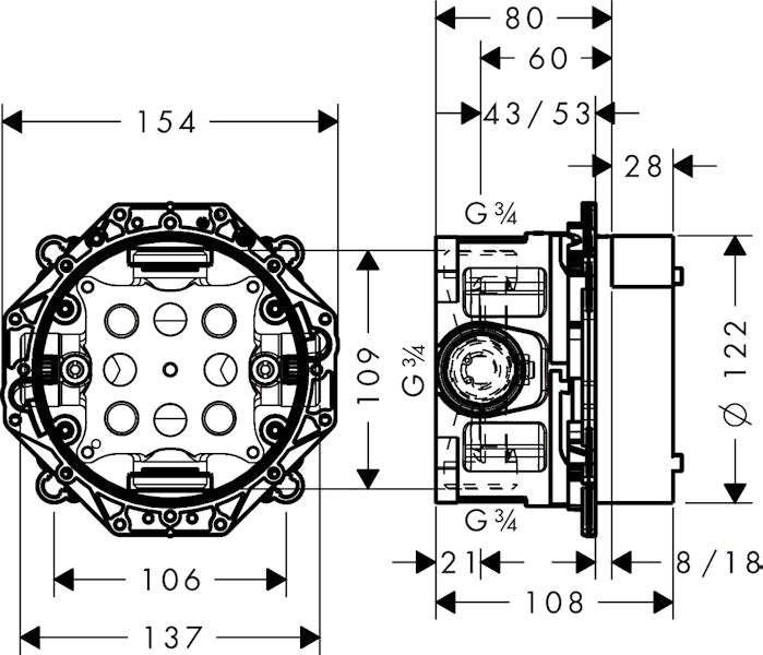 Piiloasennushana Hansgrohe 01850180 Ibox Universal Runko [6350307]