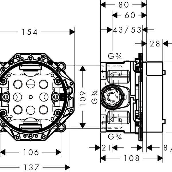 Piiloasennushana Hansgrohe 01850180 Ibox Universal Runko [6350307]