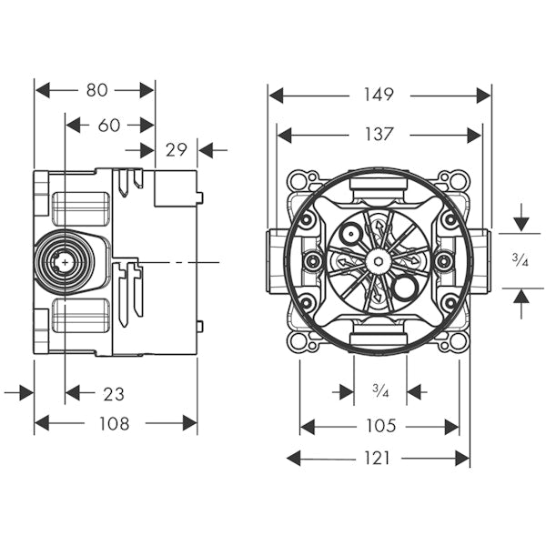 Piiloasennushana Hansgrohe 01850180 Ibox Universal Runko [6350307]