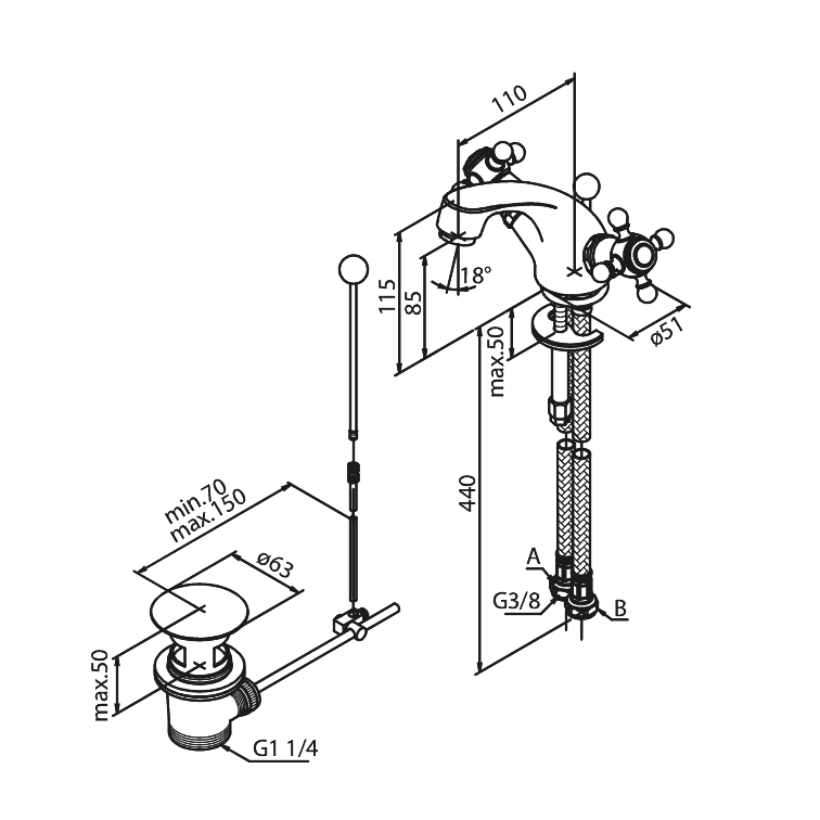 Pesuallashana Damixa Tradition vipupohjaventtiili 37010.00 kromattu [6134420] |