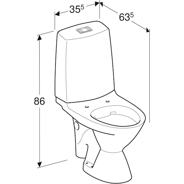 WC-laite IDO Glow 63 poistoputkella  38463-01 vasen 2-H [5650207]