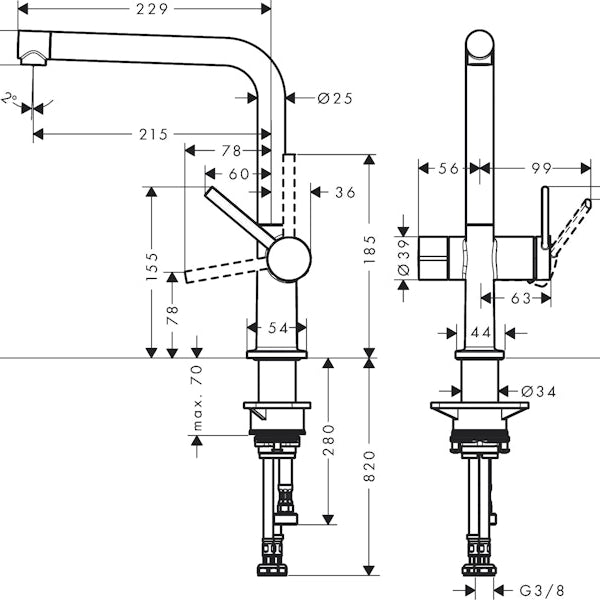 Keittiöhana Hansgrohe Talis M54 270 1jet 72827670 pkv Musta [6250457]